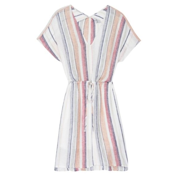 RAILS Wren Marrakesh Stripe Mini Dress Linen Drawstring Women's M - Picture 2 of 8